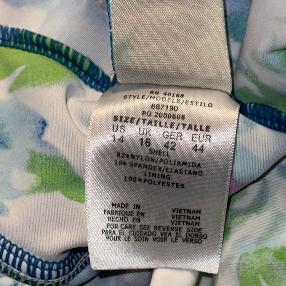 Caribbean Joe Island Supply Co. colorful floral Tankini Swim Top with Ruffle, 14 - Picture 10 of 11